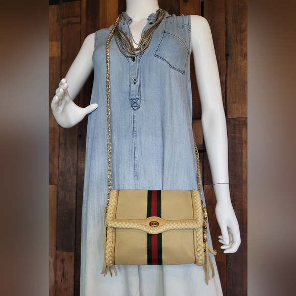 Gucci Sherry line bag braided louis vuitton fringe revamped upcycled - Picture 4 of 15